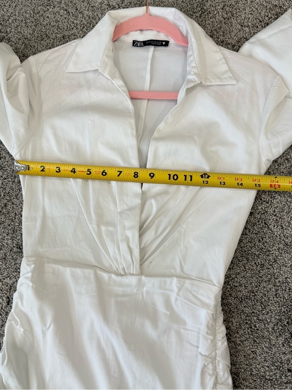 NWOT Zara White Shirt Dress Mini Bodycon Minimalist Wrap Top Preppy Women’s XS - Picture 11 of 15